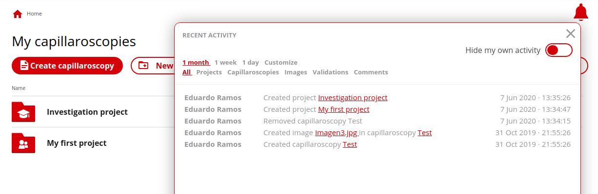 With Capillary.io it's very easy to check recent activity in your projects and be notified of new changes.