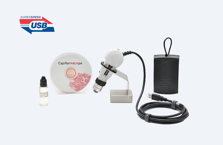 Inspectis self-install capillaroscopy equipment with laptop and carrying case