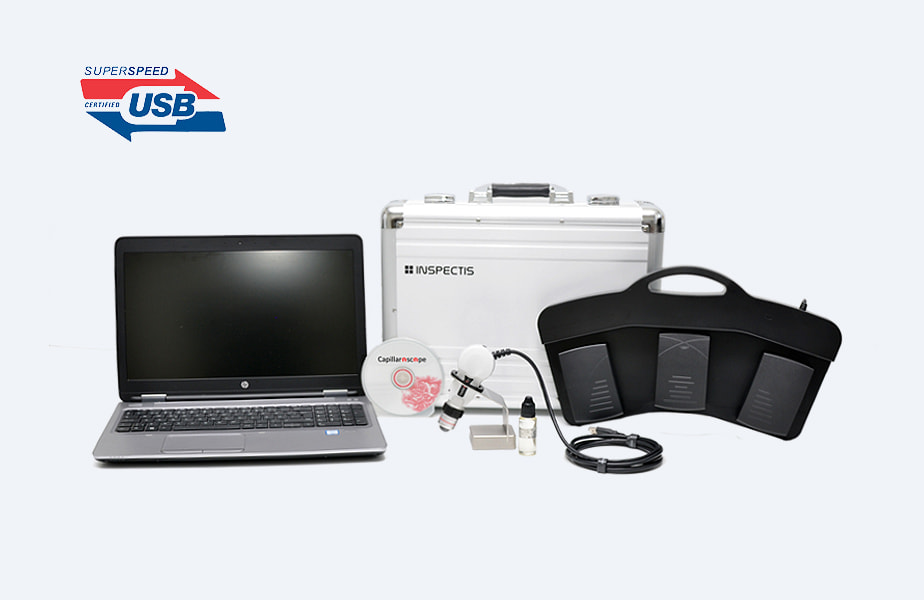 Inspectis turn-key capillaroscopy package with laptop and carrying case
